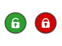 Padlock Open and Closed, red and green padlock vector icon