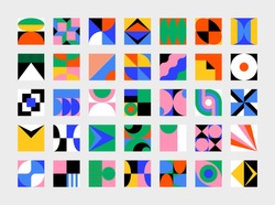 Abstract vector shapes collection of bold graphics elements and simple geometrical forms, useful for web design, poster art, decorative print, invitation letter, background.