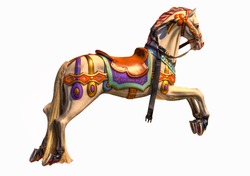 Colourful HDR photo of horse on Merry-go-round