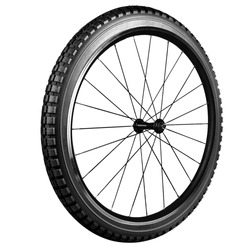 Bicycle tire and wheel isolated on white background.