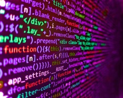 Programmer working in computer screen. Computing, cyberspace , future and innovation concept. HTML5 concept macro backdrop in warm colors