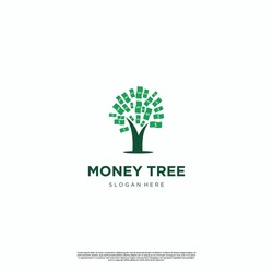 money tree logo design icon template, money combine with tree logo design concept