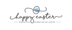 Happy Easter handwritten typography lettering text line design color egg white greeting card
