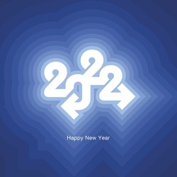 2022 Happy New Year white 2022 modern typography success arrows abstract futuristic shining blue background greeting card