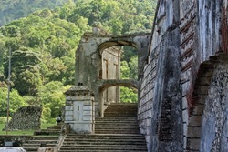 old historic stone palace ruins stairway. Sans Souci Palace, Haiti