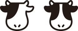 A set of simple and cute icons for cows
