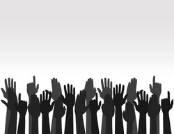 Hands up Colors, Voting hand Raised up, Election concept. Arms in the top. Vector