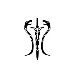tribal sword tattoo design with two snakes