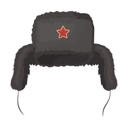 Ushanka icon in cartoon style isolated on white background. Russian country symbol stock vector illustration.