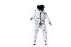 Astronaut pose against isolated background