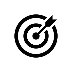 target icon. successful shot in the darts target. isolated on white background. vector illustration