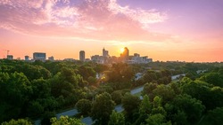 Downtown Raleigh, North Carolina at sunrise.