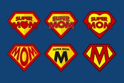 Super mom. Supermom logo. Mothers day concept. Mother superhero. Superhero Cartoon character Vector.