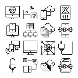 Simple Set of Electronics Related Vector Icons. Contains such icons as circuit, processor, micro-scheme and more
