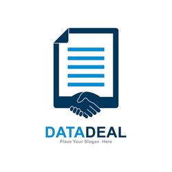 Data or document deal vector logo template. Suitable for business and handshake symbol . 