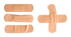 Set of Used Medical Sticking plasters isolated on white background
