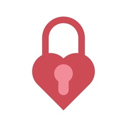 Heart shaped locked padlock red vector icon