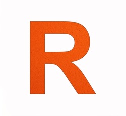 Letter R alphabet on foamy rubber background