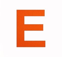 Letter E alphabet on foamy rubber background