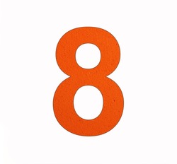 Number 8 - Eight digit on foamy rubber background
