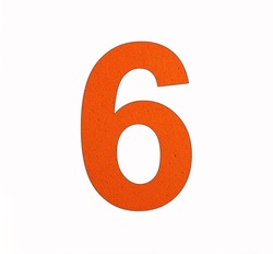 Number 6 - Six digit on foamy rubber background