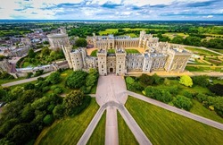 Aerial view of Windsor castle, a royal residence at Windsor in the English county of Berkshire