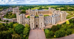 Aerial view of Windsor castle, a royal residence at Windsor in the English county of Berkshire