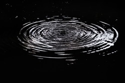 Water ripples from a drop of water in the dark.