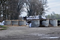 Ukraine. Modern barricade built by rural residents