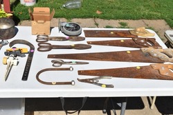 Tools on a table at a yard sale