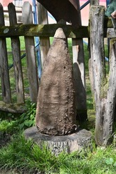 Archaic bell-shaped hive, made of wickerwork and glued with clay mixed with manure, Banat, Romania