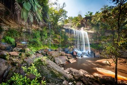 HDR photo image of tropical waterfall 