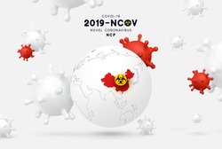 Novel Coronavirus (2019-nCoV). illness respiratory coronavirus covid19 originating in Wuhan, Asia-China map infographics. Virus Covid 19-NCP. 