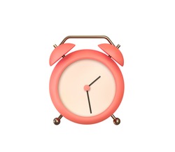Realistic Table Clock. 3d alarm clock. Classic timer time. Isolated on white background. Vector illustration