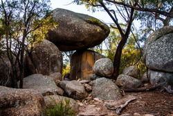 Granite Arch is a natural stone archway made from eroded balancing granite boulders, Girraween National Park, Australia