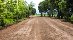 country road.soil aggregate for road structure. soil subbase structure.rural road.nature road.