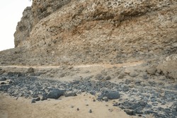 Geological strata on the beach of Morro Jable in Fuerteventura
