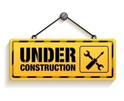 Under Construction Sign in White Background. 3D Mesh Vector illustration