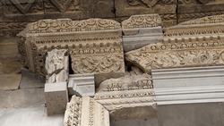 Fragment of frieze at the Temple of Garni in Armenia.