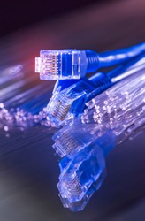 network cables with fiber optical background