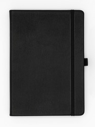 Quality black leather notebook isolated on white background