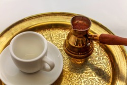 Traditional Turkish coffee ready to serve 