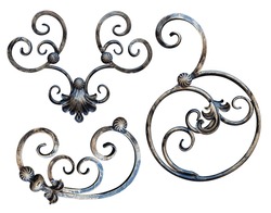 forged black steel element with curls, bends and plant elements for gates and doors,image on a white background isolated