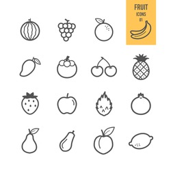 Fruit icons. Vector illustration.