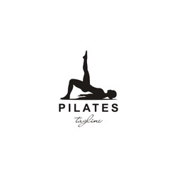 Sitting Pilates Woman Silhouette logo design..