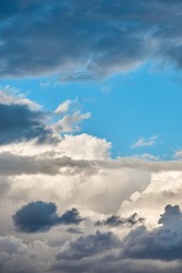 very beautiful blue sky with rain clouds , dawn , large size