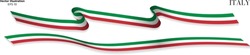 3d Rendered Italian Flag Ribbons with shadows, isolated on white background. Curled and rendered in perspective. Graphic Resource. Editable Vector Illustration. 