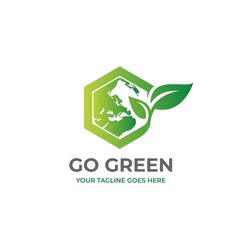 Unique Go Green Logo Design Vector Graphic
