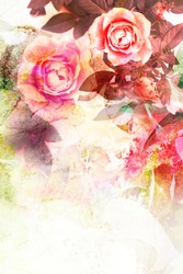 Romantic pink roses vintage background
