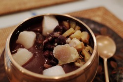 Korean food dessert porridge redbean traditional winter cuisine tteok ricecake danpatjuk juk chestnut